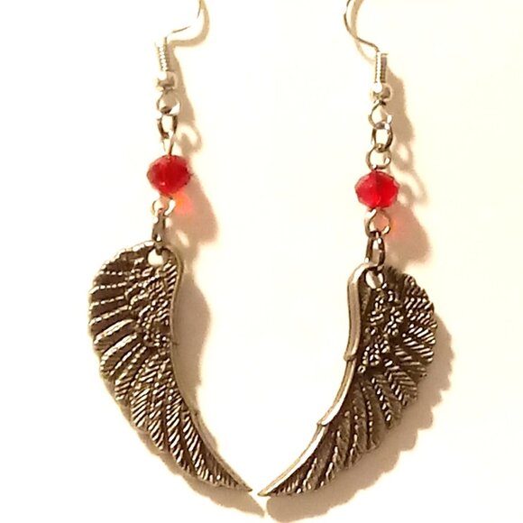 Fallen Angel Wing Pewter Earrings - Picture 5 of 5